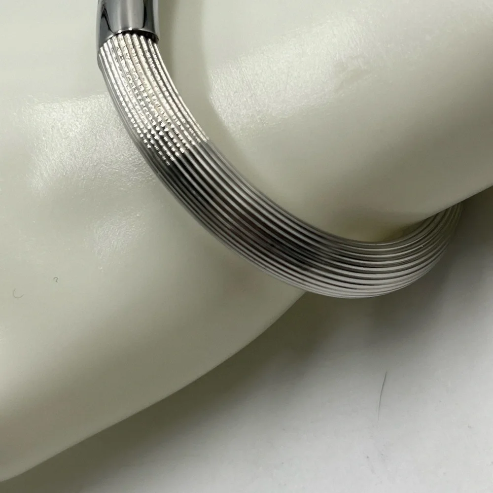 Michael Kors MK6190040‎ Solid Stainless Steel Ribbed Logo Plaque Bracelet
